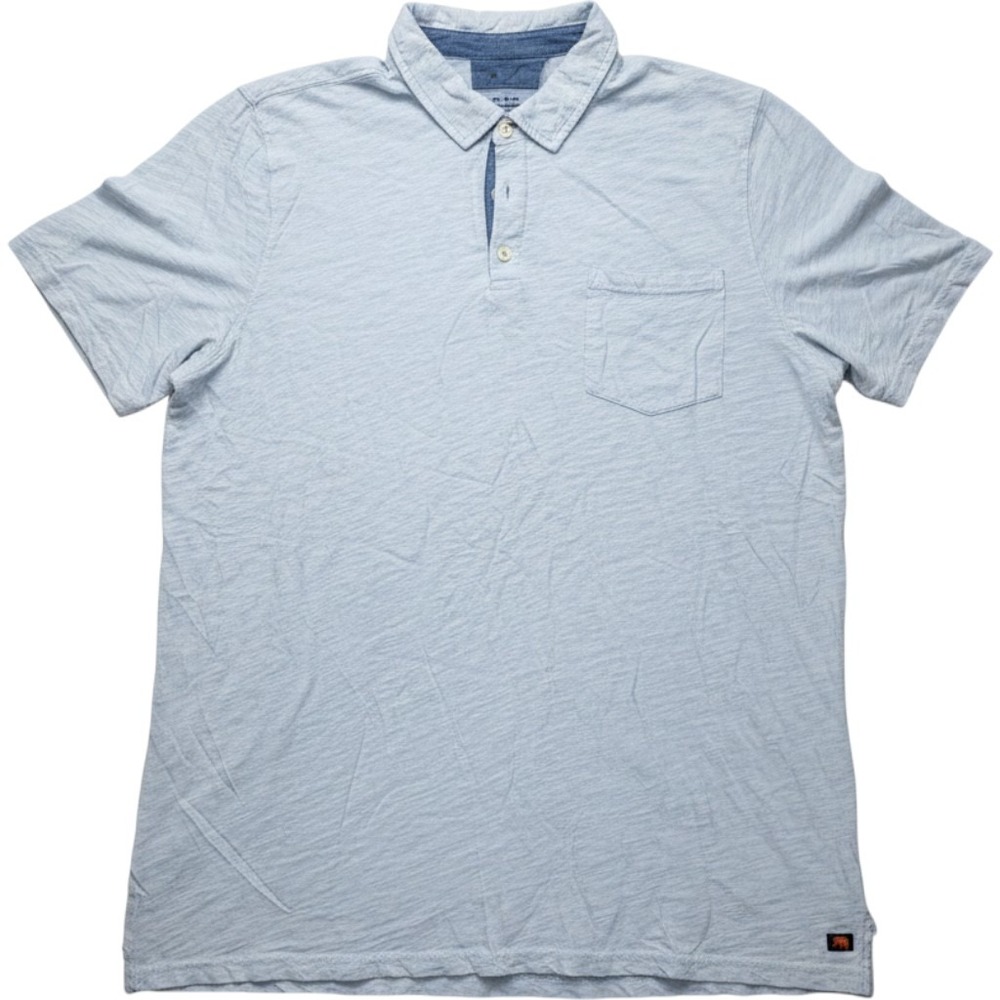 The Normal‎ Brand Mens XXL Light Blue Slub Cotton Short Sleeve Pocket Polo Shirt